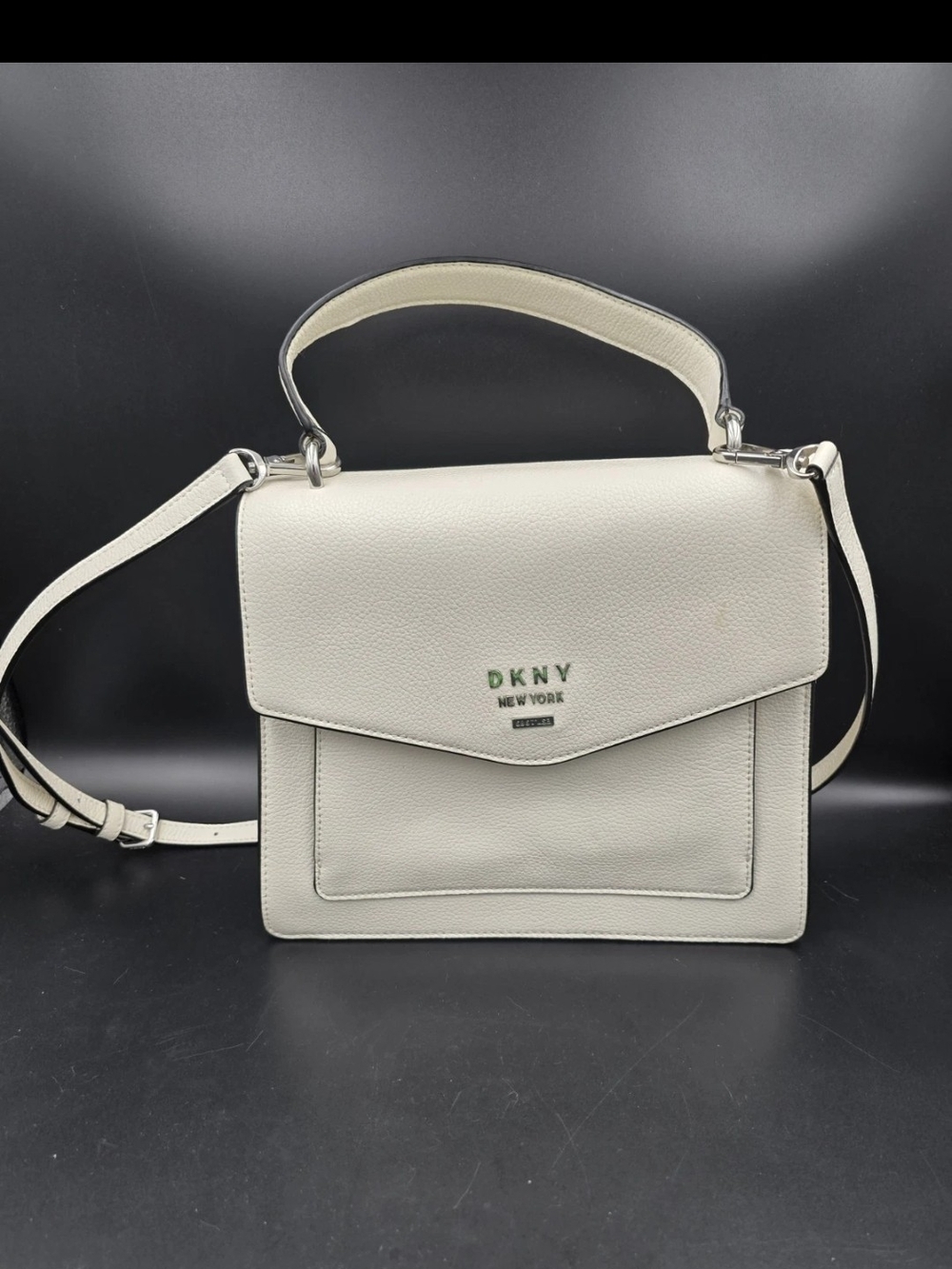 DKNY White Leather Top-Handle Crossbody Bag